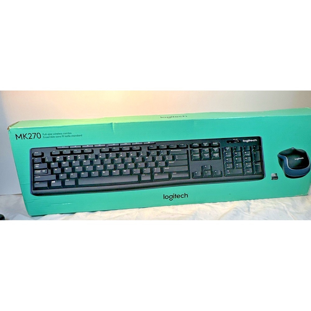Logitech MK270 Wireless USB Keyboard & Mouse Combo, Plug & Play, Black Sealed